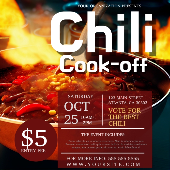 Chili Cook Off Instagram POST Template | PosterMyWall
