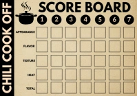 Chili Cook Off Scorecard Template A4