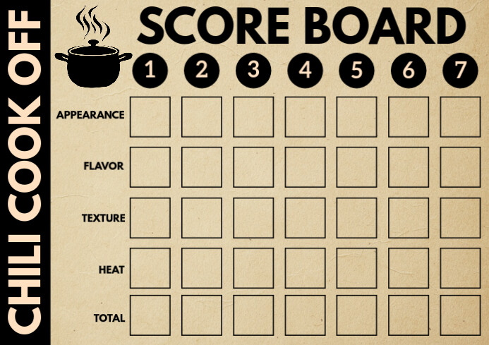 chili-cook-off-scorecard-template-postermywall for Chili Cook Off Score Sheet Free Printable Chili Cook Off Scorecard Template | PosterMyWall for Chili Cook Off Score Sheet Free Printable