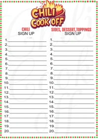 Chili Cook Off Signup List Template A4