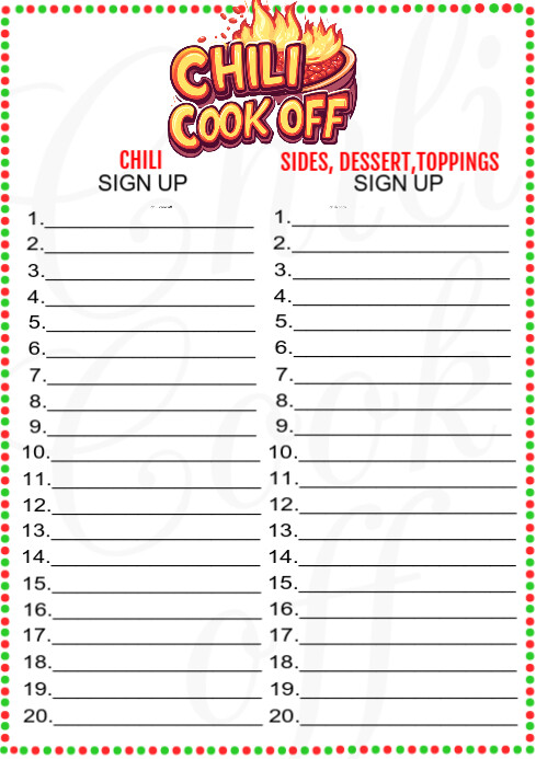 Copy Of Chili Cook Off Signup List Template PosterMyWall Copy Of Chili Cook Off Signup List Template PosterMyWall