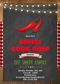 Chili cookoff party theme invitation A6 template