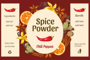 chili powder label, product label template