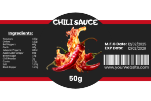 Chili sauce product label design template