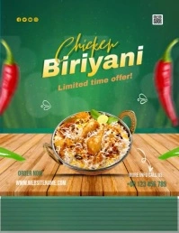 Chili Tasty Biryani Menu Рекламная листовка (US Letter) template