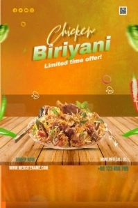 Chili Tasty Biryani Menu Poster template
