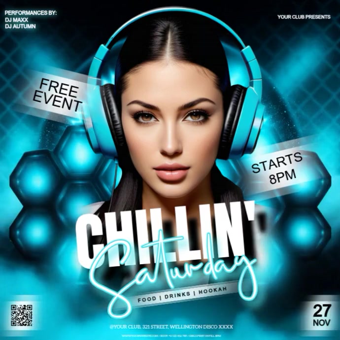 chill good vibes club party event design template blue 方形(1:1)