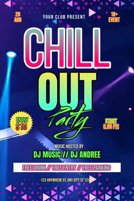 Chill out party Cartaz template