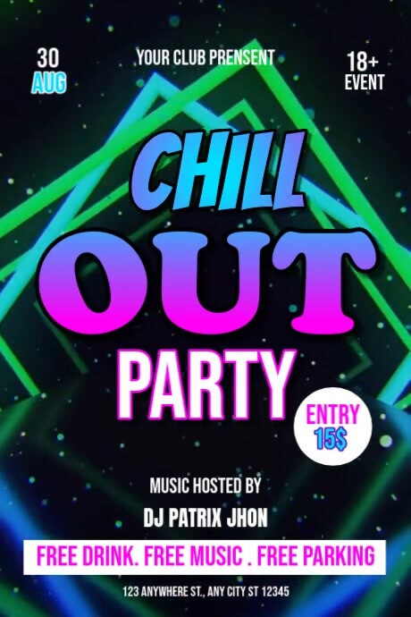 Chill out party poster Plakkaat template