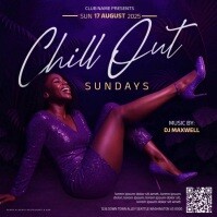 Chill out sunday neon purple club party event design template Instagram Post