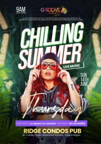 Chilling Summer Break Party Design Template A4