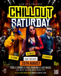 chillout saturday night club dj artist live music concert festival performance poster template Instagram Portrait