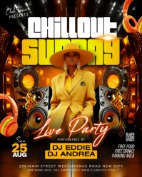 Chillout sunday live music dj night club party event social media promotion flyer template poster Instagram Portrait