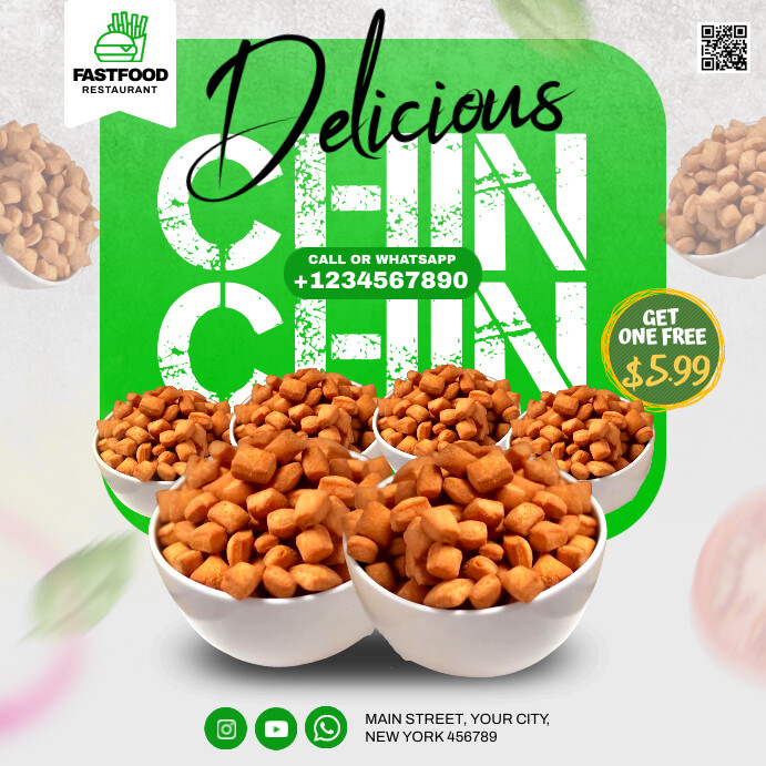 CHIN - CHIN FAST FOOD RESTUARANT FLYER Instagram Post template