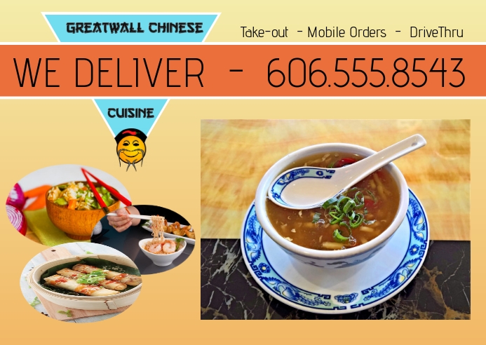 Chinese Food Asian Restaurant Menu Postcard Template Postermywall