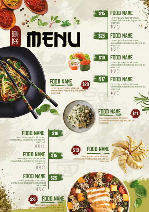 Chinese Food Menu Template | PosterMyWall