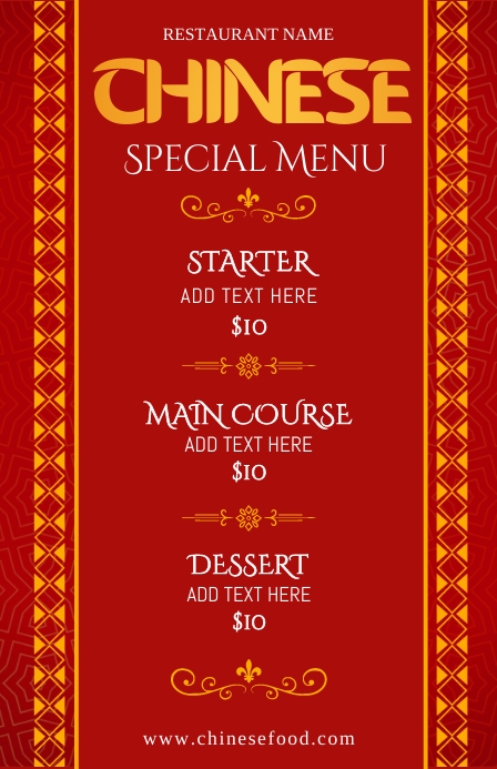 Chinese Food Menu Template | PosterMyWall