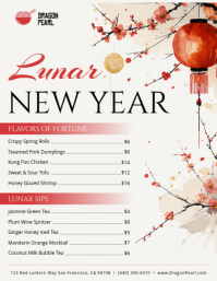 Chinese Lunar New Year Menu Flyer Image template