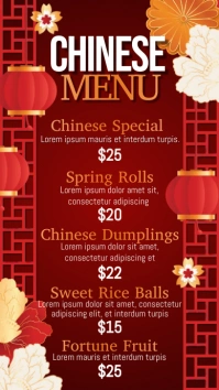 chinese menu, chinese new year menu Digitale display (9:16) template