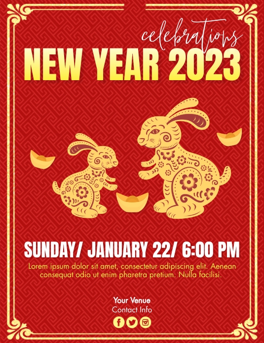 Chinese New Year, Year of Rabbit Template | PosterMyWall