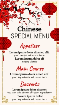 chinese new year, chinese menu Digital Display (9:16) template