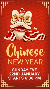 chinese new year, chinese new year party Digital Display (9:16) template