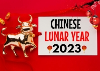 chinese new year, chinese new year party Postal template