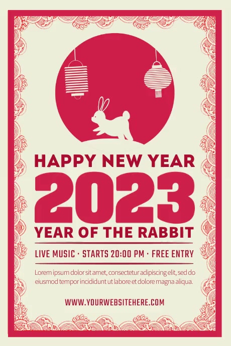 Chinese New Year 2023 Rabbit Event Flyer Vide Template | PosterMyWall