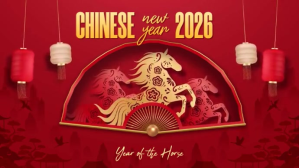 Czerwony Chinese New Year 2026 Digitalt display Template