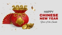 Chinese new year  Blog Header with 3d lucky bag, coins and ingots template