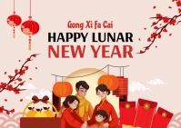 Chinese New Year Card Postcard template