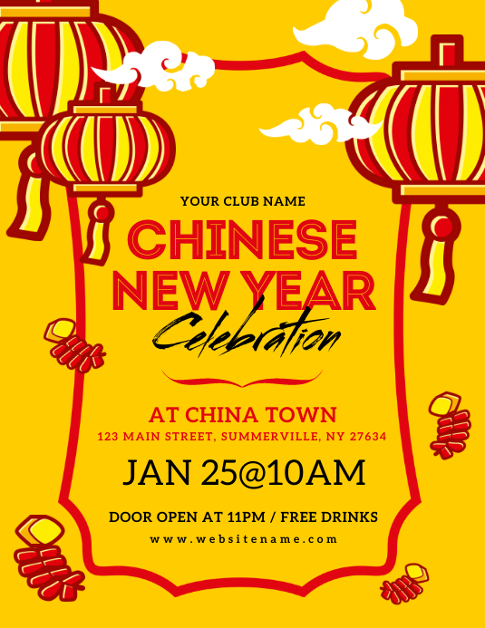 Yellow Chinese New Year Celebration Flyer Template | PosterMyWall