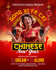 红色 Chinese New Year Celebration Instagram Portrait Template