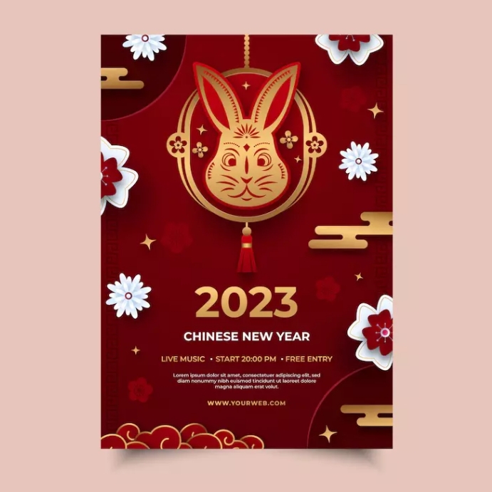 chinese new year celebration vertical poster template