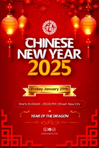 Chinese new year celebrations event invitation flyer template for Facebook post Poster