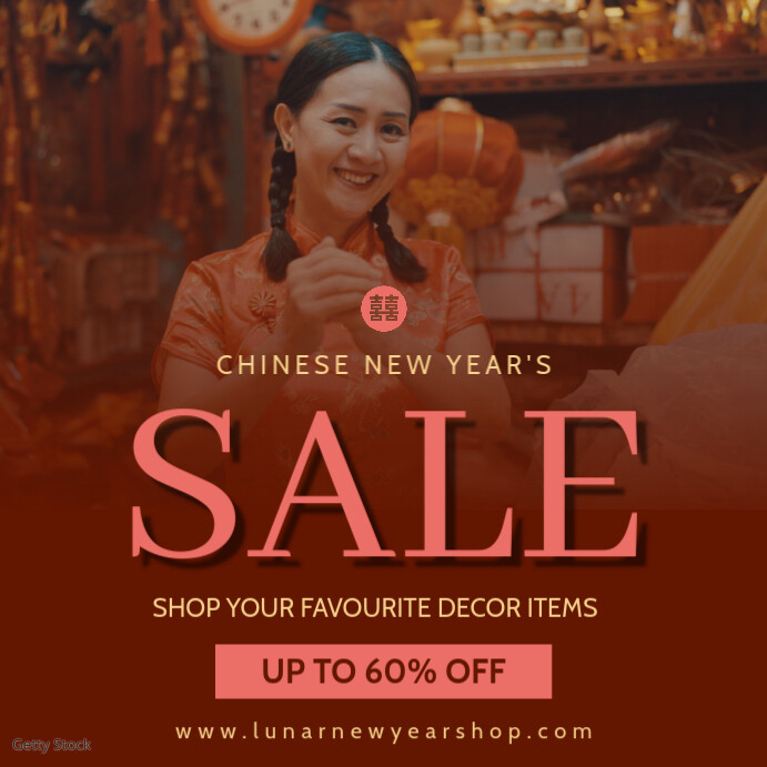Chinese New Year Decor Sale Square Template Instagram 帖子