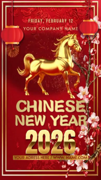 Rød Chinese New Year Celebration Digitalt display Template