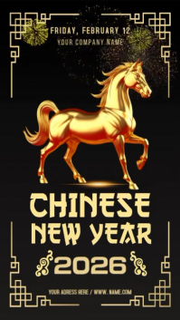 Black Chinese New Year 2026 Celebration Digitalt display Template