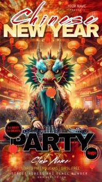 chinese new year dragon club flyer psd free Historia de Instagram template