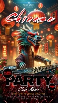 chinese new year dragon party template Instagram Story