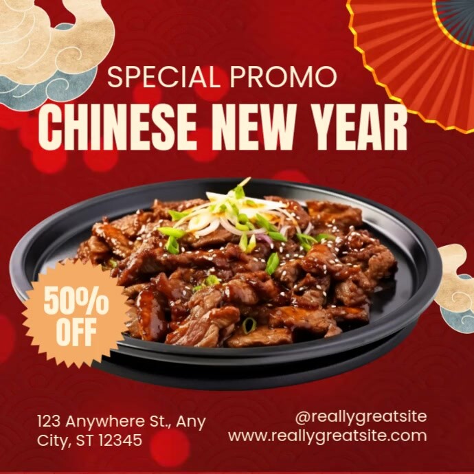 Chinese New Year Food Promo Message Instagram template
