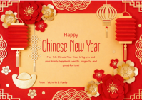 Chinese New Year Greeting Card  Postcard template