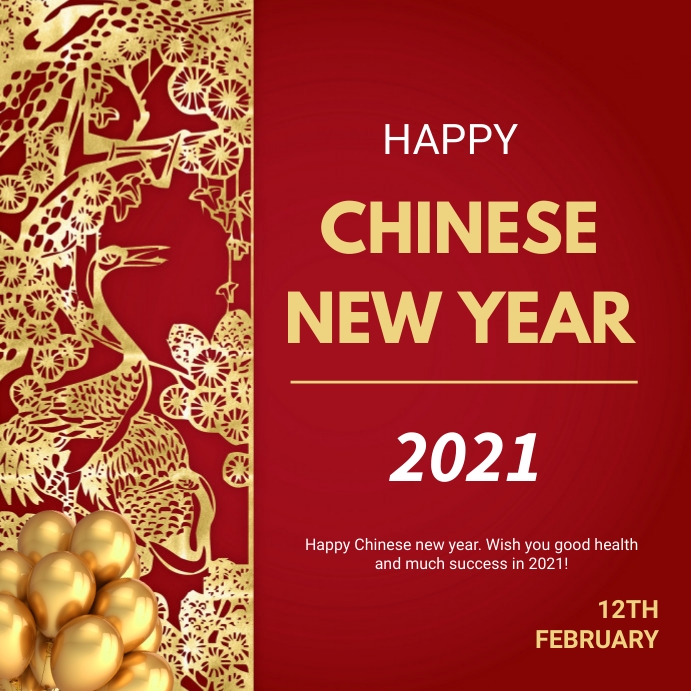 Chinese new year greetings Instagram-Beitrag template