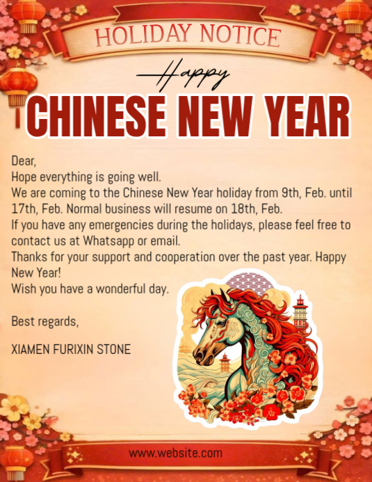 Chinese New Year Holiday Notice Flyer Template | PosterMyWall