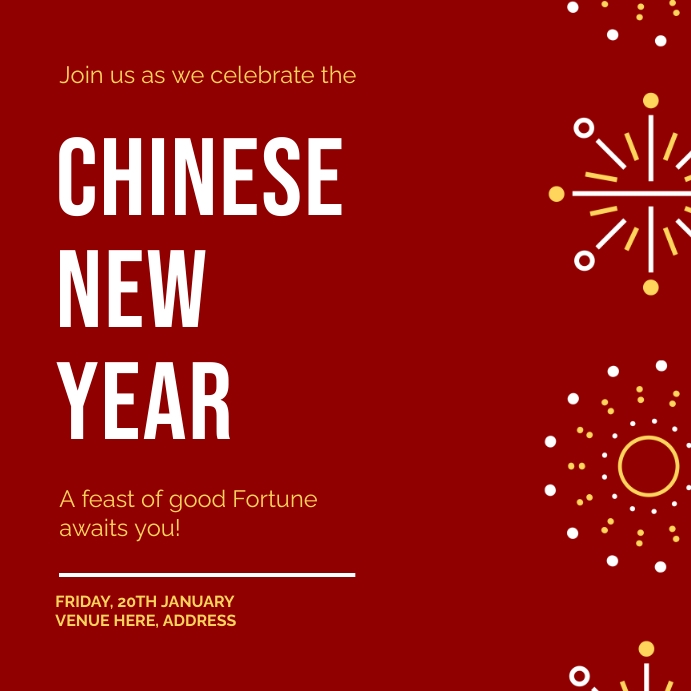 chinese new year invitation Template PosterMyWall