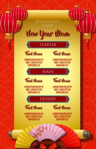 Chinese New Year Menu,Template Half Page Wide