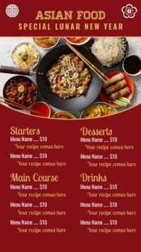 chinese new year menu Tampilan Digital (9:16) template