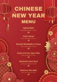 Chinese New Year Menu A4 template