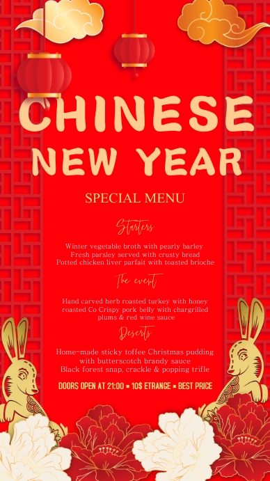 Chinese New Year Menu Цифровой дисплей (9 : 16) template