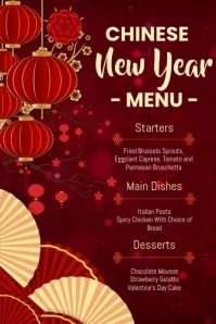 Chinese New Year Menu Poster template